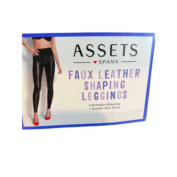 Assets by Spanx Faux Leather Shaping Leggings Sea Blue S - Picture 2 of 7